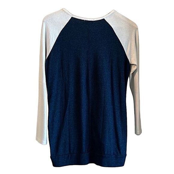 🌴 Blue/Cream Old Navy "Heart and Soul" Baseball Long-Sleeve Tee XL/12-14+ - Picture 2 of 10